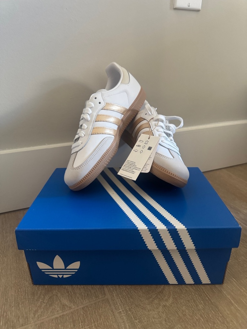 adidas Samba Sneakers in White and Metallic Gold